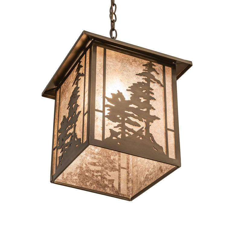 Tall Pines 50'' Antique Copper Lantern Pendant with Silver Mica Panels