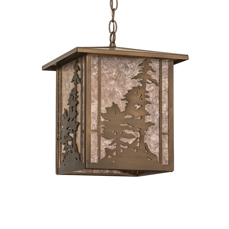 Tall Pines 50'' Antique Copper Lantern Pendant with Silver Mica Panels