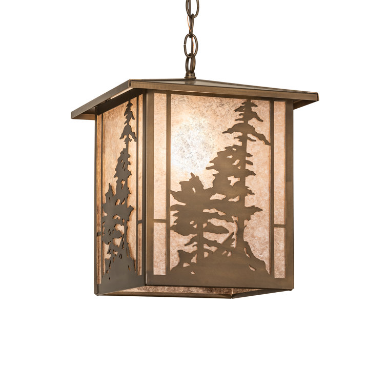 Tall Pines 50'' Antique Copper Lantern Pendant with Silver Mica Panels