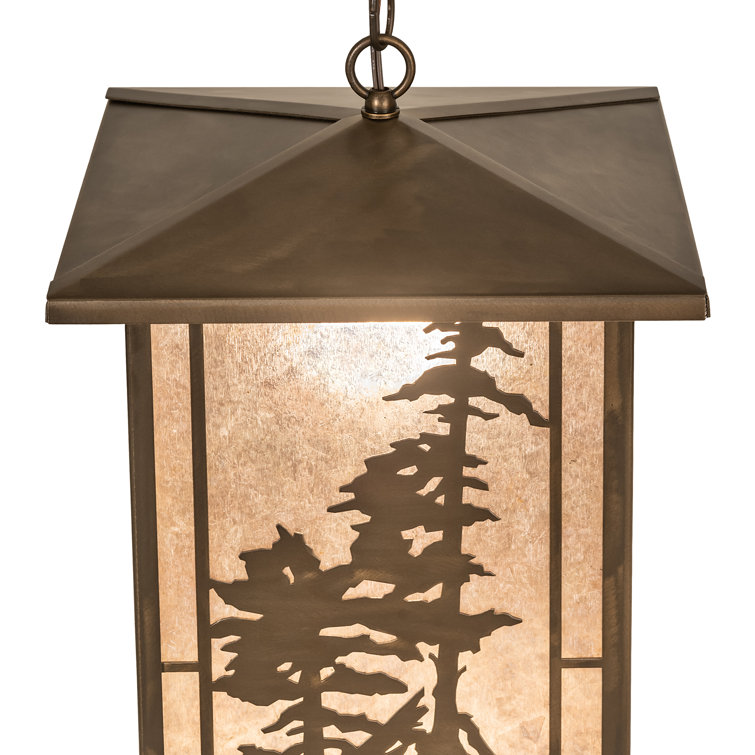 Tall Pines 50'' Antique Copper Lantern Pendant with Silver Mica Panels