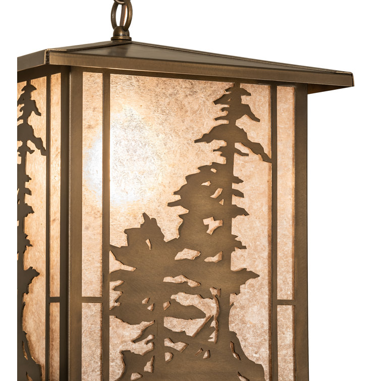 Tall Pines 50'' Antique Copper Lantern Pendant with Silver Mica Panels