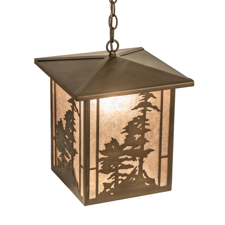 Tall Pines 50'' Antique Copper Lantern Pendant with Silver Mica Panels