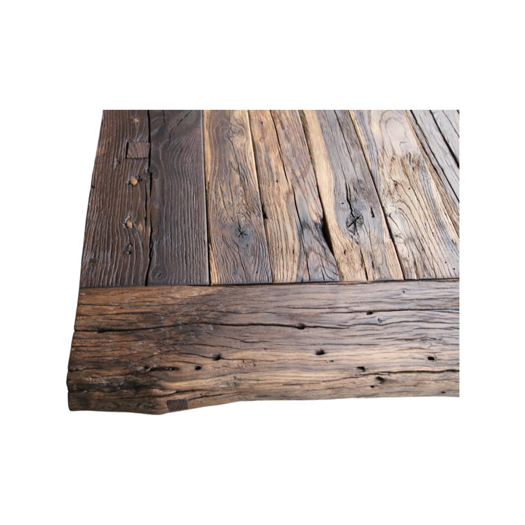 Roldvin Farmhouse Oak Solid Wood Rectangular Dining Table