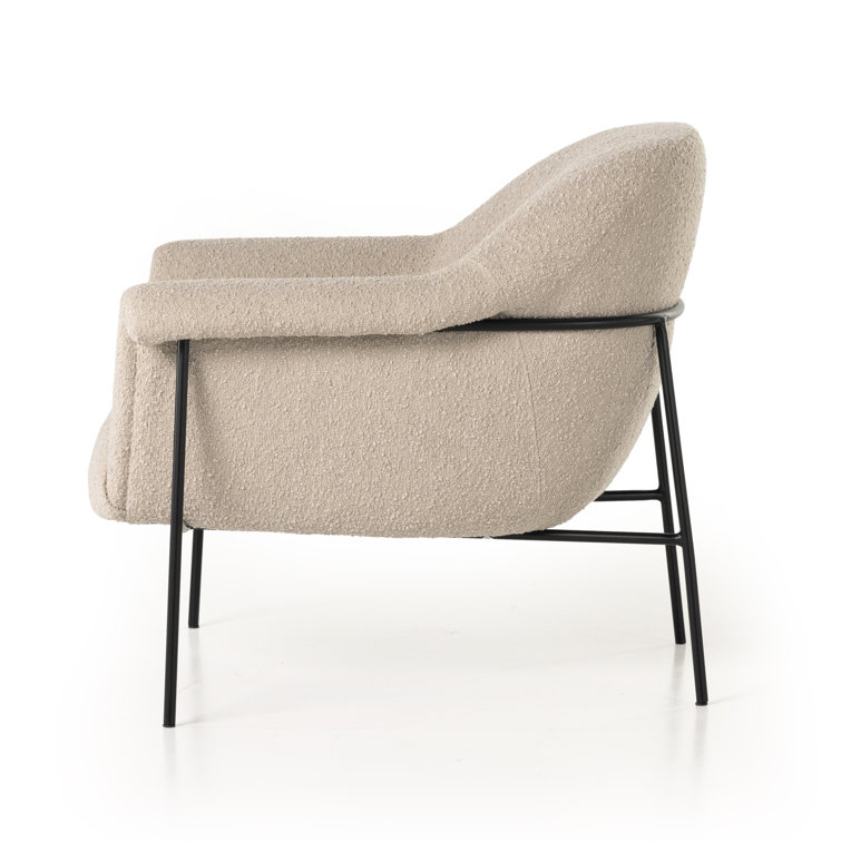 Suerte Contemporary Sand Bouclé Accent Chair with Metal Base