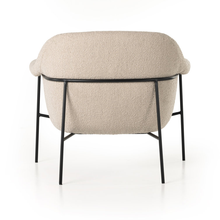 Suerte Contemporary Sand Bouclé Accent Chair with Metal Base