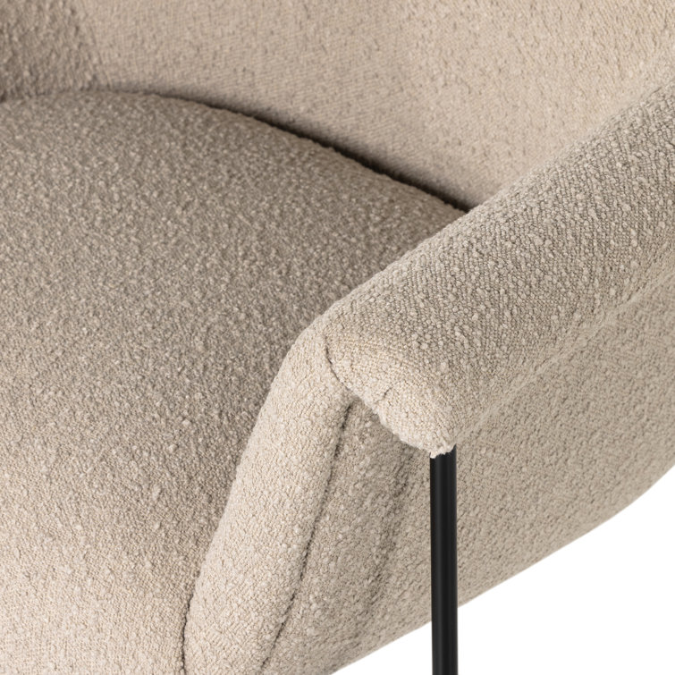 Suerte Contemporary Sand Bouclé Accent Chair with Metal Base