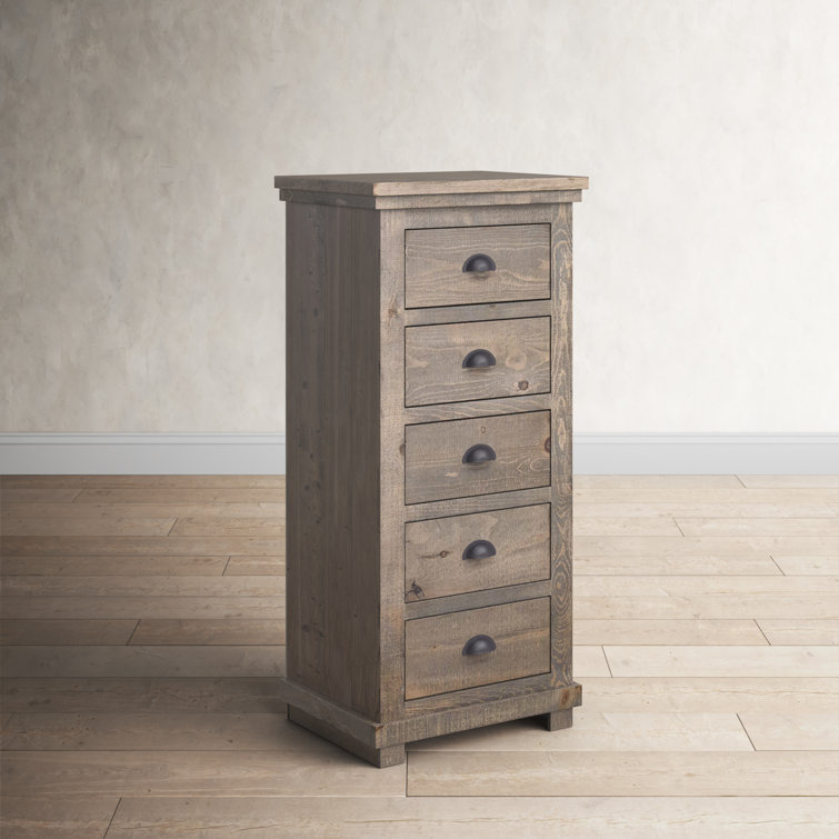 Weathered Gray 5-Drawer Transitional Farmhouse Lingerie Chest