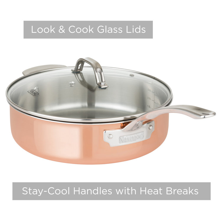 Copper and Stainless Steel 13-Piece Cookware Set with Glass Lids
