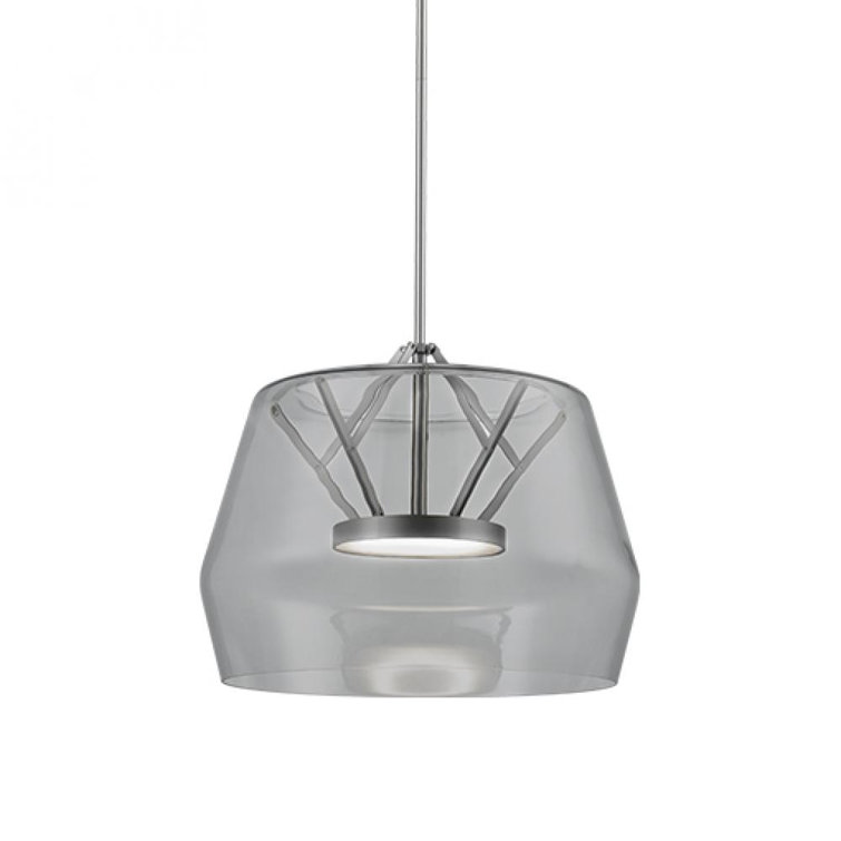 Clear Glass and Black LED Drum Pendant Light