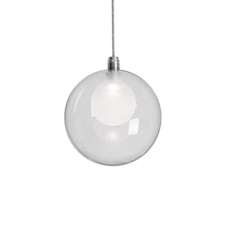 Chrome LED Single Pendant with Clear and Frosted Glass