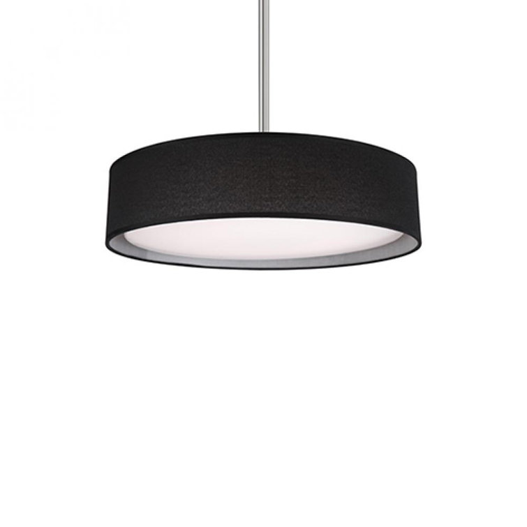Dalton 16" Brushed Nickel LED Pendant with Black Textured Shade