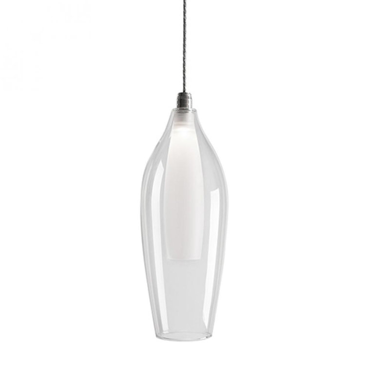 Chrome LED Single Pendant with Clear and Frosted Glass