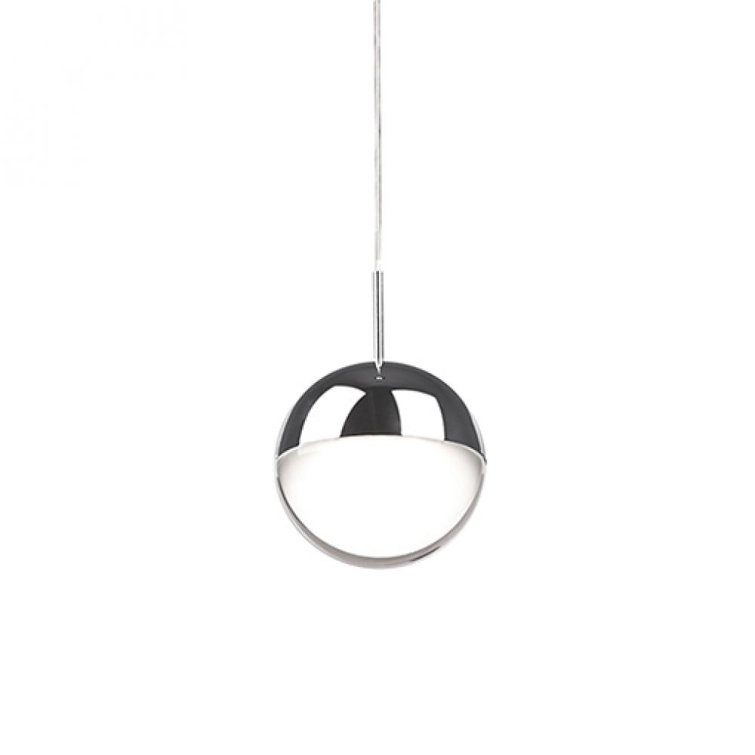 Polished Chrome and Frosted Glass Globe LED Pendant Light