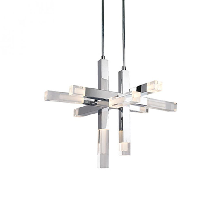 Martelo Sleek Chrome LED Pendant with Acrylic Honeycomb Design