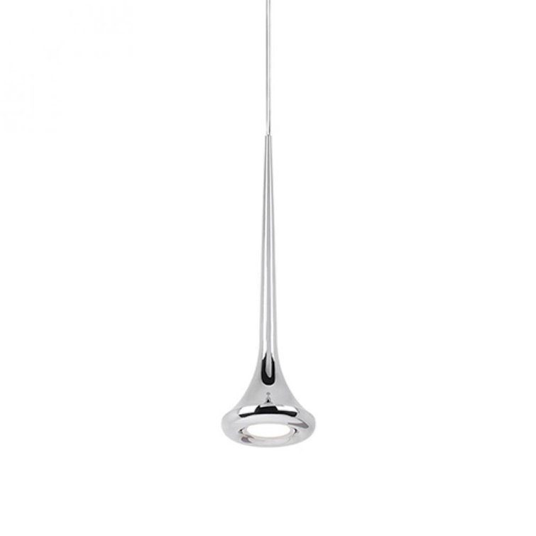 Bach 19" Chrome LED Pendant with Frosted Acrylic Diffuser