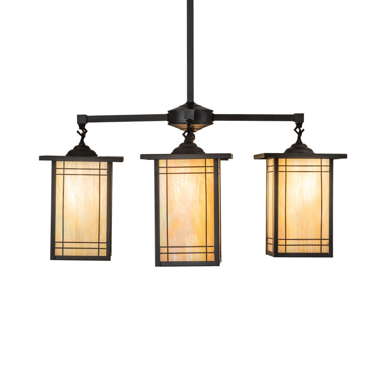 Prairie Mission 60" Craftsman Brown Brass and Glass Chandelier
