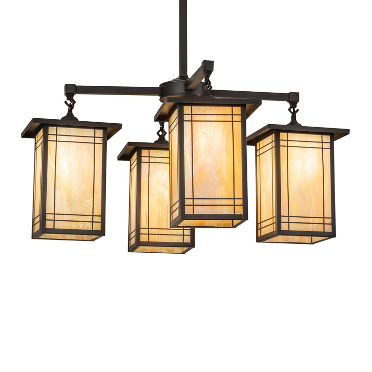 Prairie Mission 60" Craftsman Brown Brass and Glass Chandelier