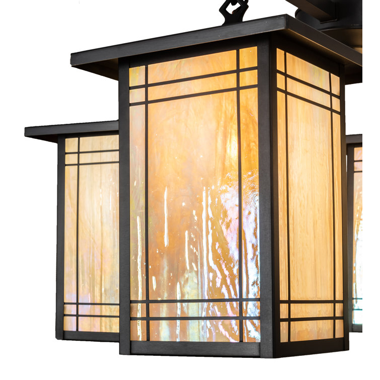 Prairie Mission 60" Craftsman Brown Brass and Glass Chandelier