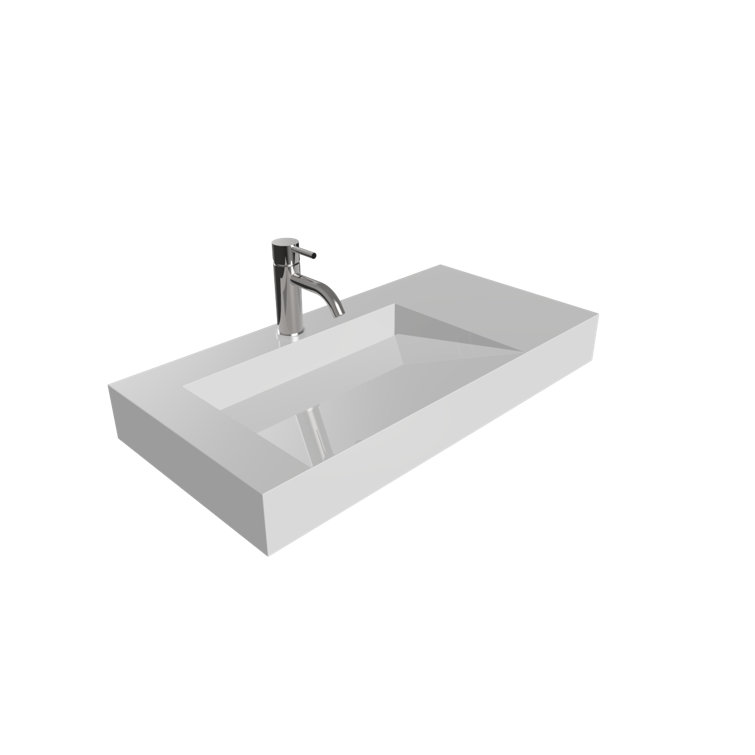 Gloss White 39'' Rectangular Wall-Mount Bathroom Sink