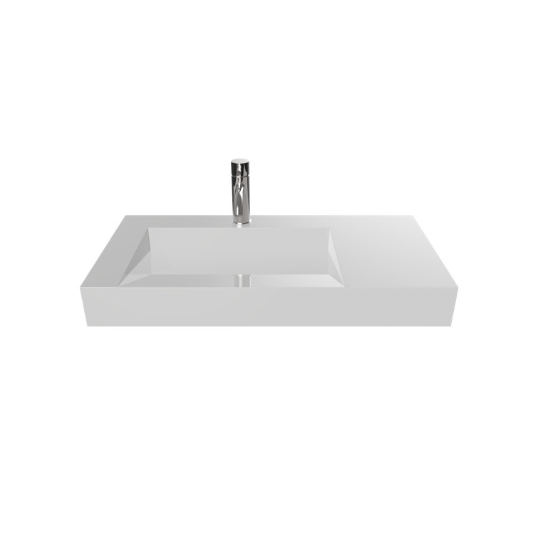 Gloss White 39'' Rectangular Wall-Mount Bathroom Sink