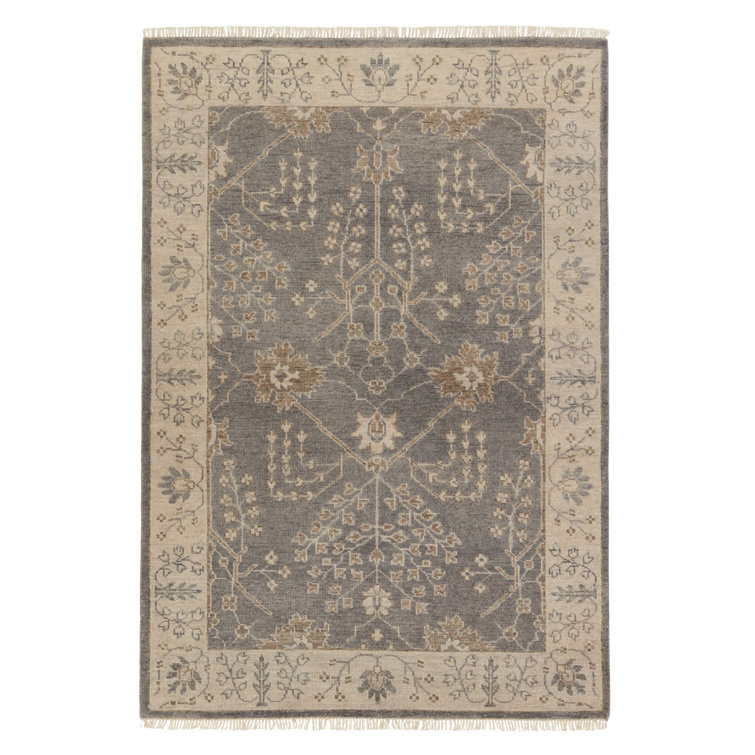 Liberty Reagan Hand-Knotted Wool Area Rug in Gray and Beige