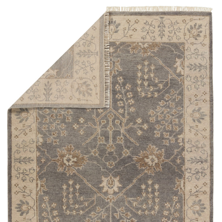 Liberty Reagan Hand-Knotted Wool Area Rug in Gray and Beige