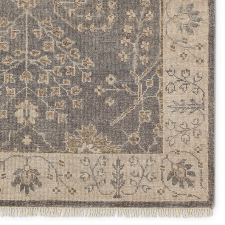 Liberty Reagan Hand-Knotted Wool Area Rug in Gray and Beige