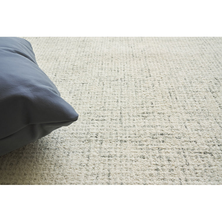 Ivory Geometric Handmade Wool 9' x 12' Tufted Rug