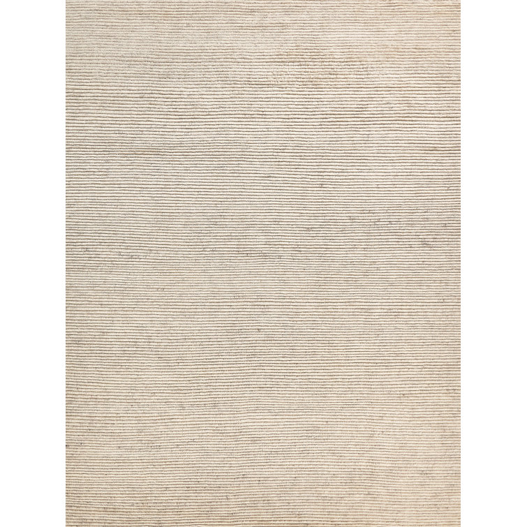 Ivory Hand-Knotted Wool 10' x 14' Rectangular Rug