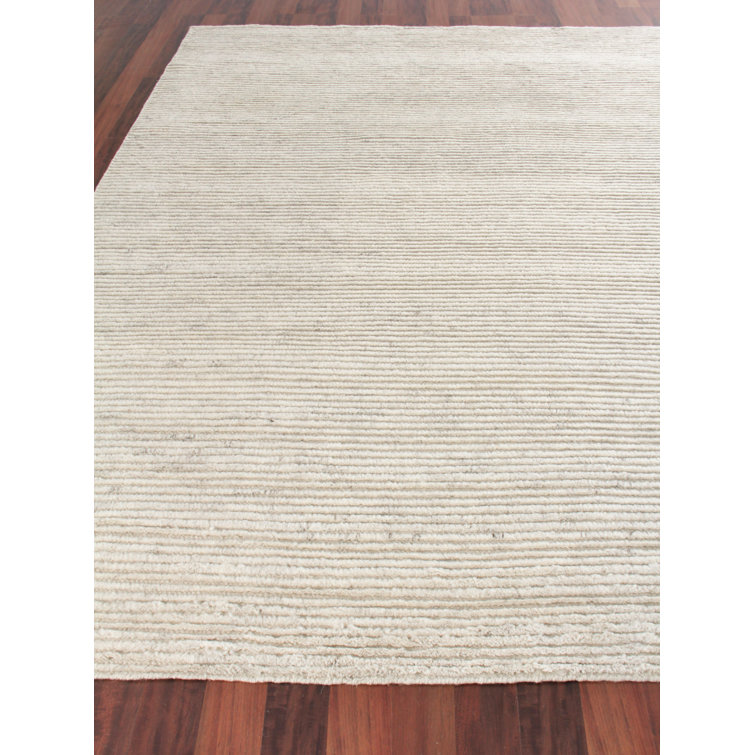 Ivory Hand-Knotted Wool 10' x 14' Rectangular Rug
