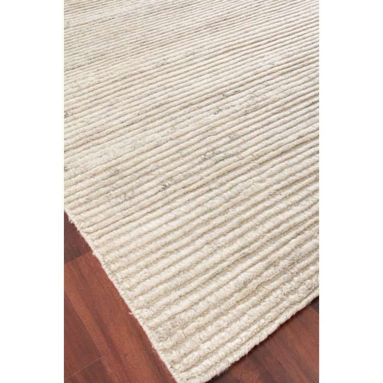 Ivory Hand-Knotted Wool 10' x 14' Rectangular Rug