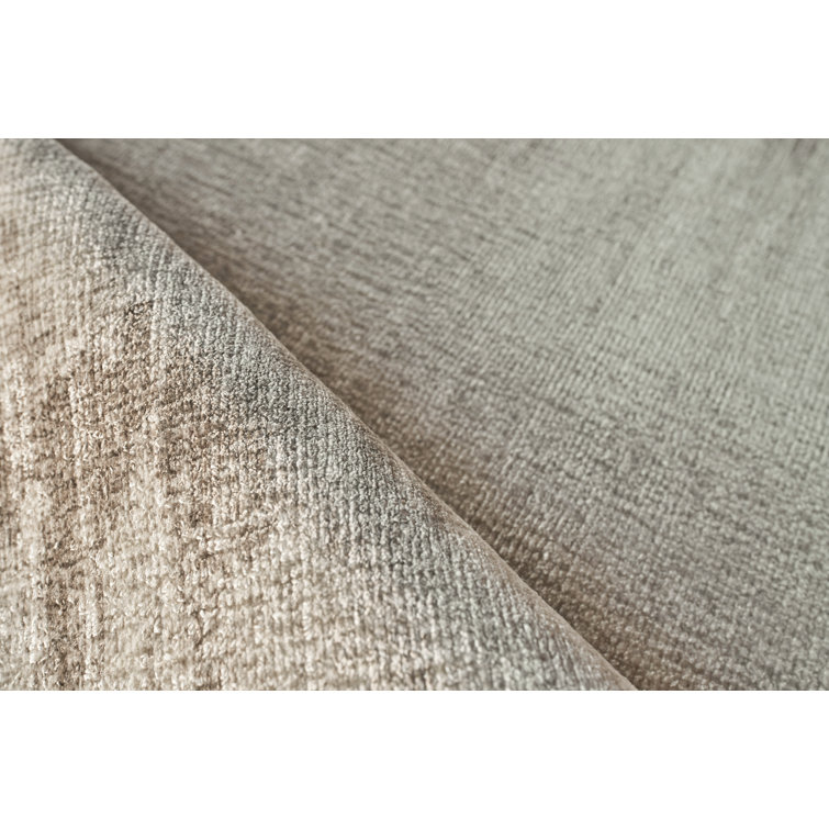 Chroma Beige and Brown Geometric Wool and Viscose 9' x 12' Area Rug