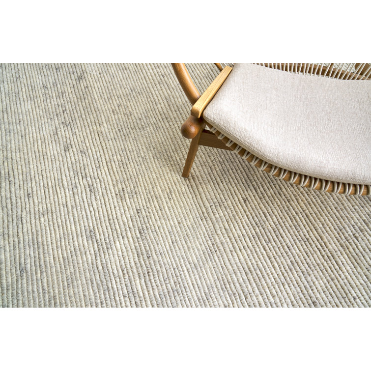 Ivory Hand-Knotted Wool 10' x 14' Rectangular Rug