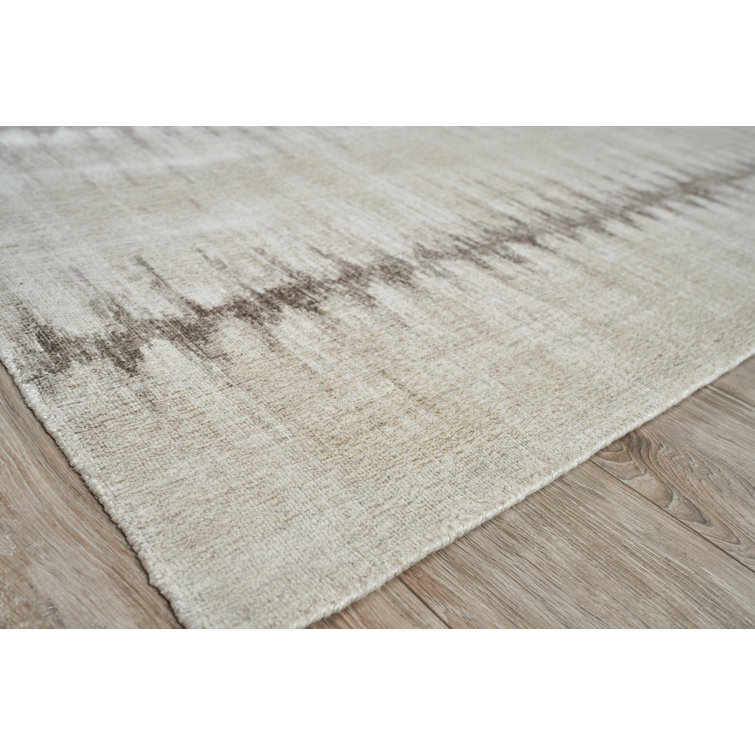 Chroma Beige and Brown Geometric Wool and Viscose 9' x 12' Area Rug