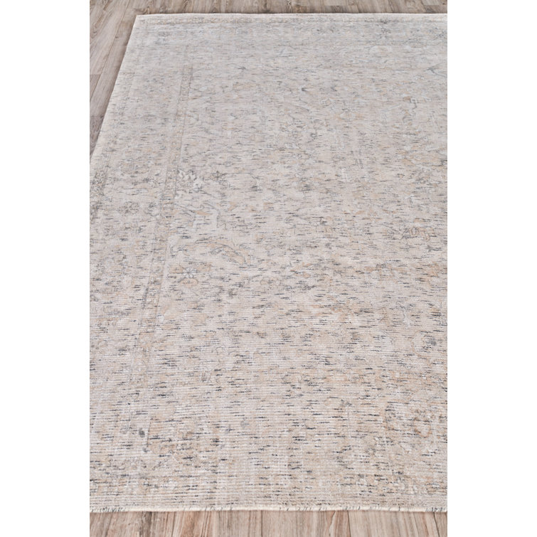 Handmade Ivory Wool and Viscose Rectangular 6' x 9' Rug