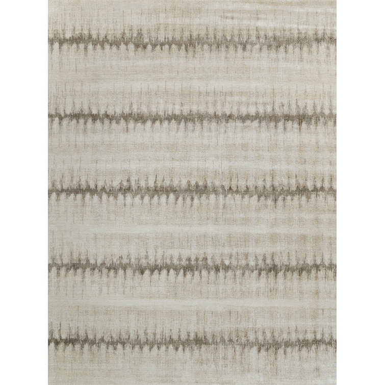 Chroma Beige and Brown Geometric Wool and Viscose 9' x 12' Area Rug