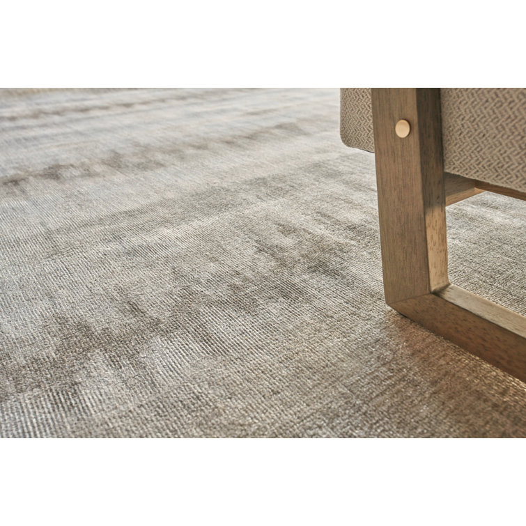 Chroma Beige and Brown Geometric Wool and Viscose 9' x 12' Area Rug