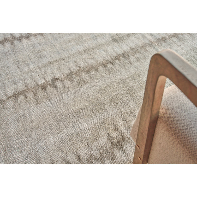 Chroma Beige and Brown Geometric Wool and Viscose 9' x 12' Area Rug