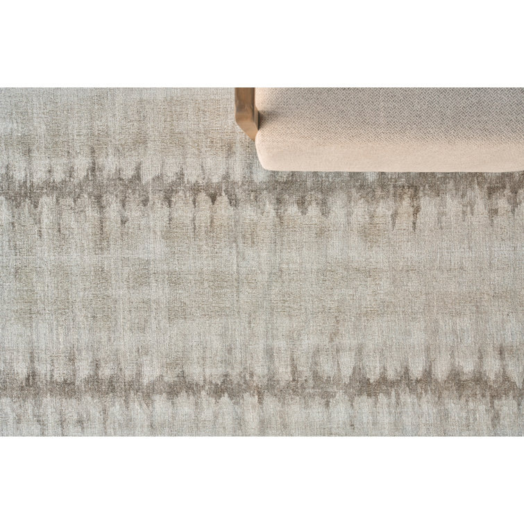 Chroma Beige and Brown Geometric Wool and Viscose 9' x 12' Area Rug
