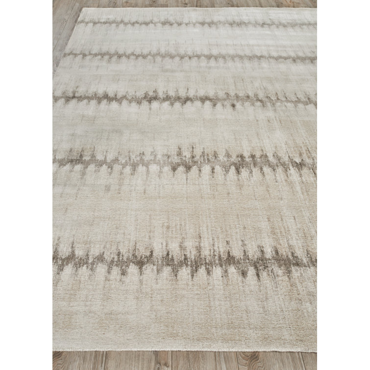 Chroma Beige and Brown Geometric Wool and Viscose 9' x 12' Area Rug
