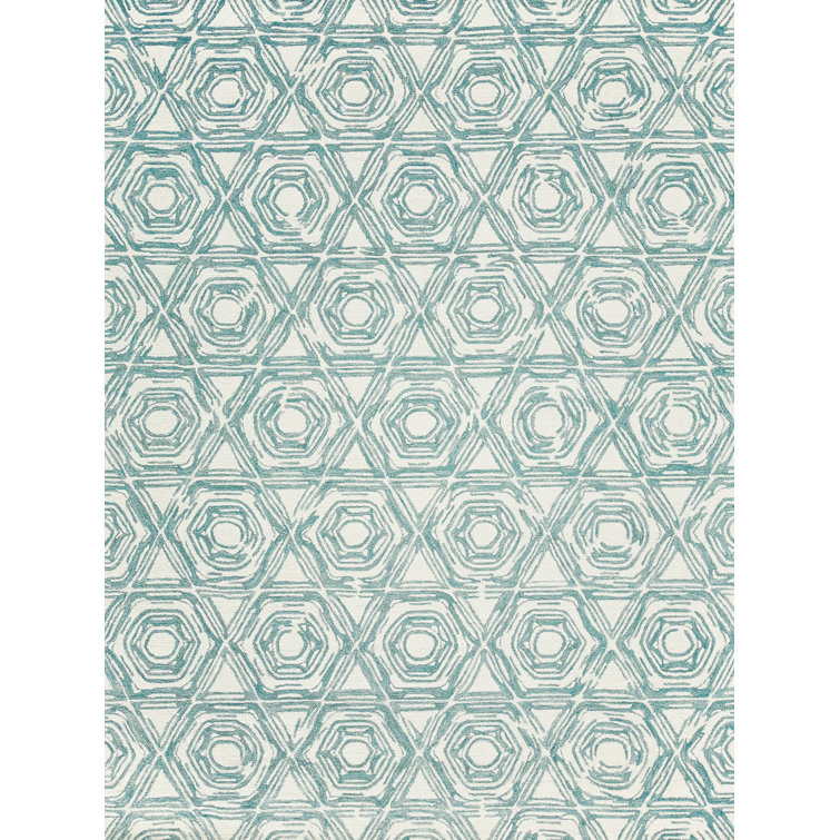 Caprice Geometric Handmade Wool and Cotton Blue Area Rug
