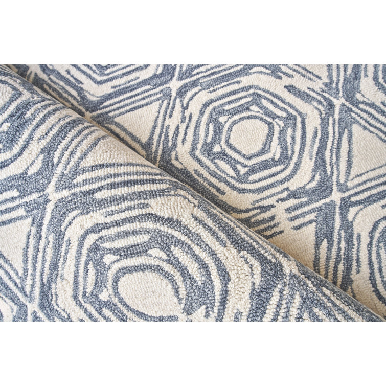 Caprice Geometric Handmade Wool and Cotton Blue Area Rug