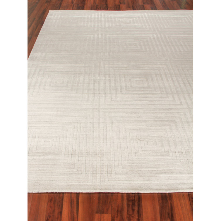 Castelli Ivory Geometric Hand Loomed Wool-Viscose 14' x 18' Rug