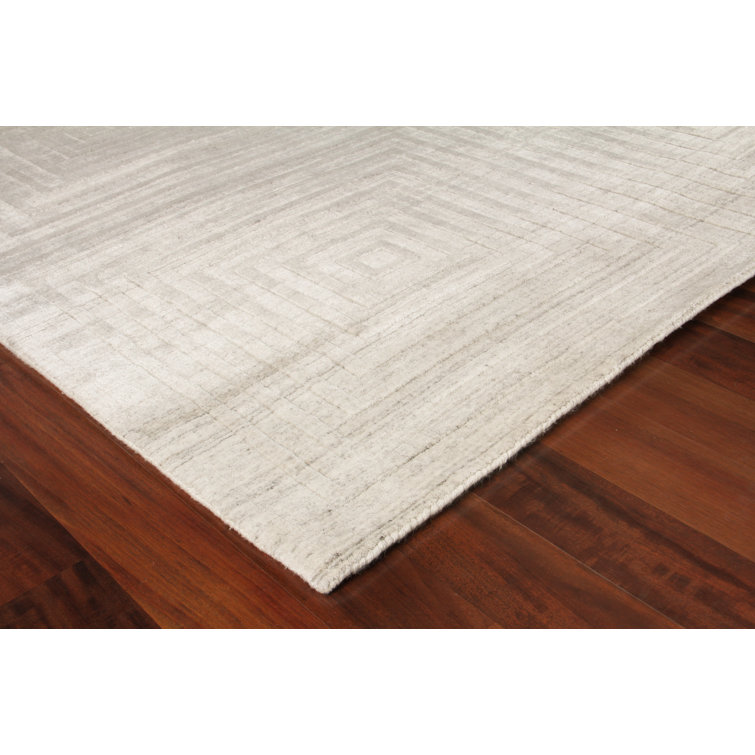 Castelli Ivory Geometric Hand Loomed Wool-Viscose 14' x 18' Rug