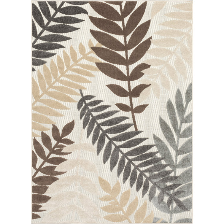 Ivory Floral Elegance 5' x 7' Reversible Flat Woven Area Rug