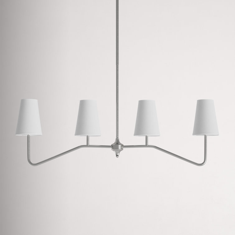 Brushed Nickel 4-Light Kitchen Island Pendant with White Shades