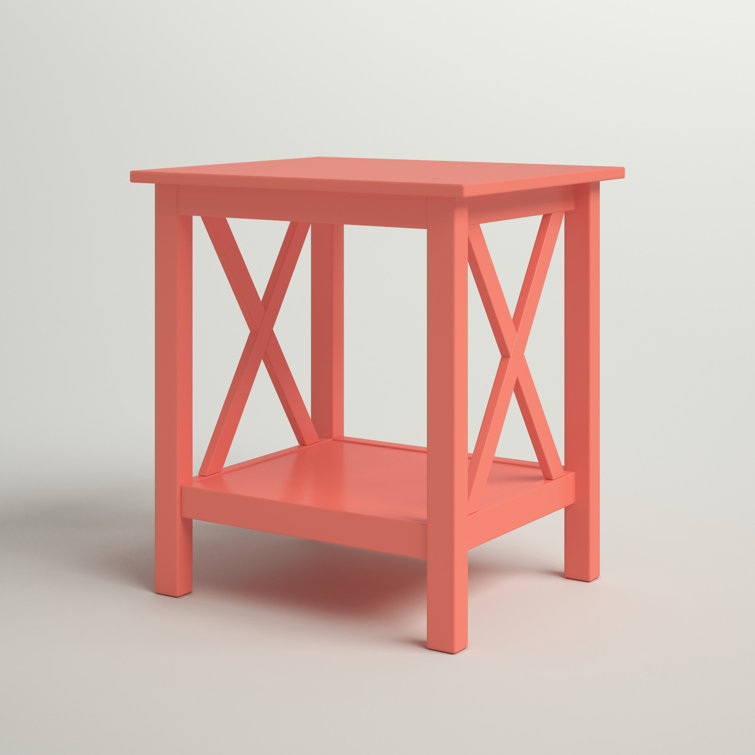 Davis Coral Painted Pine Coastal Square End Table