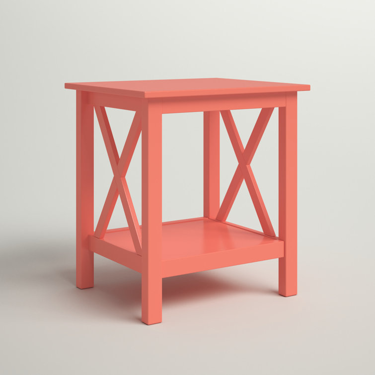 Davis Coral Painted Pine Coastal Square End Table