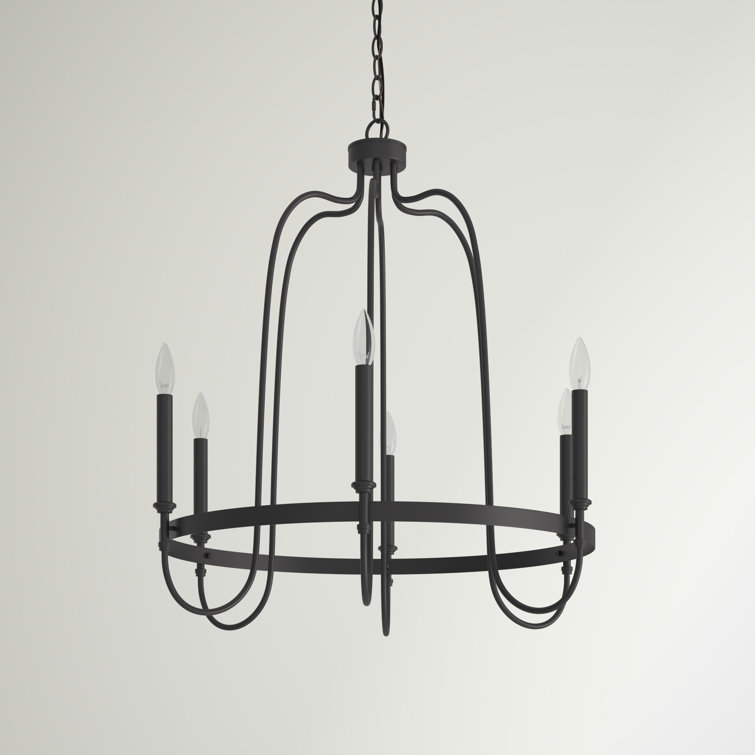 Wickshire Sleek Matte Black 6-Light Traditional Chandelier