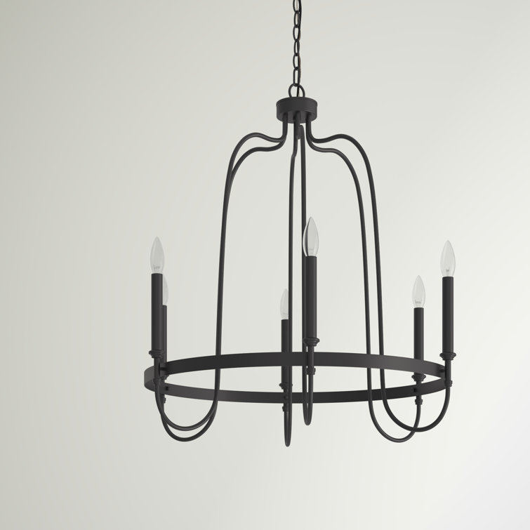 Wickshire Sleek Matte Black 6-Light Traditional Chandelier
